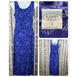 Old Navy Y2K Floral Print Split Side Maxi Tank Dress 4